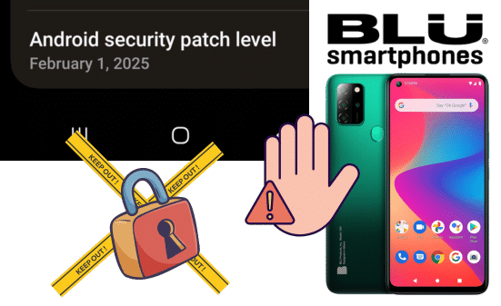 Are there any security patch-level updates and limitations to unlock BLU devices?