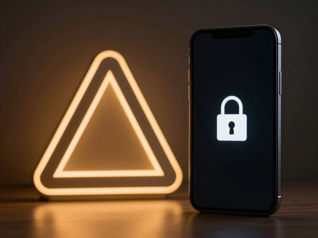 Minimalist illustration of a phone with a warning symbol indicating a security lockout
