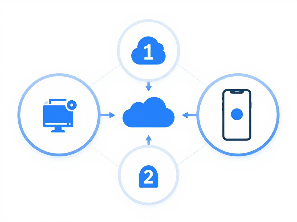 Isometric diagram showing a 3-step digital verification process
