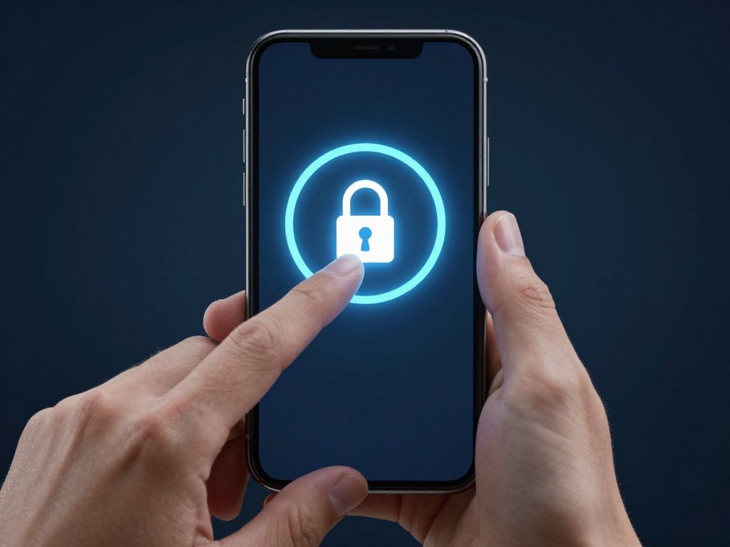 Vector illustration of a user interacting with a secure login screen on a mobile device