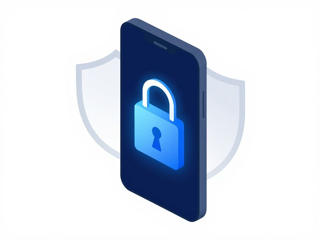 Illustration of a smartphone being unlocked with a digital key, representing LG Google account FRP bypass