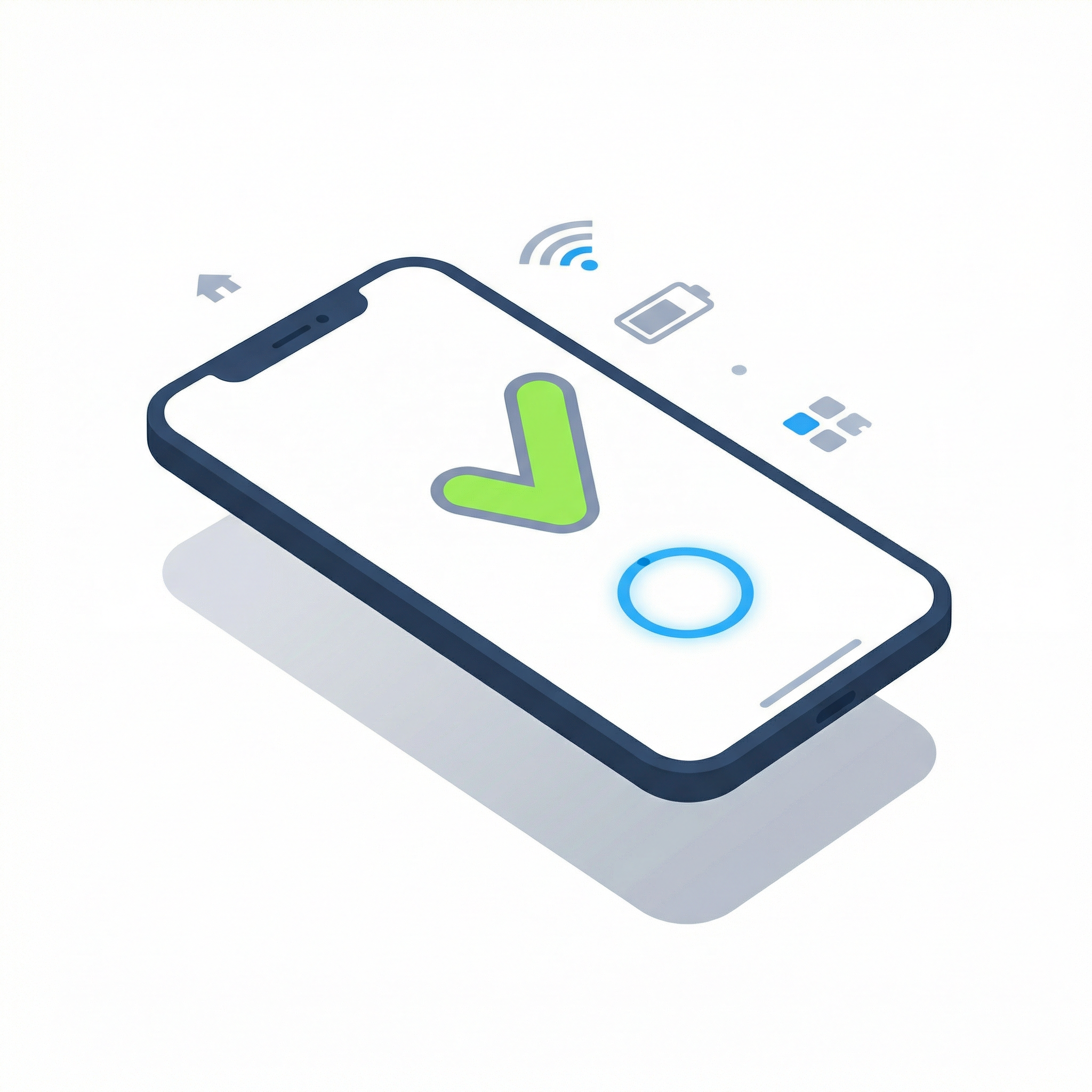 Smartphone displaying a large green checkmark indicating successful unlock