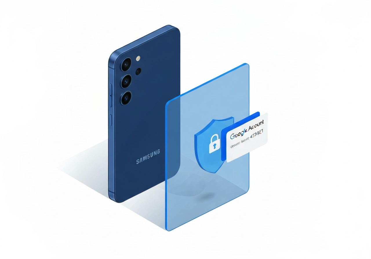 FRP shield protecting a Samsung Galaxy S24 from unauthorized access after factory reset